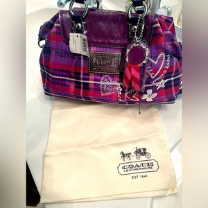 NWT - Vintage Coach Poppy Satchel - Berry/Multicolor Tartan